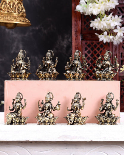 Brass Ashtalakshmi Set of 8 Idols – Superfine Quality Handcrafted Goddess Lakshmi Statues 3 inch - Budhshiv.com