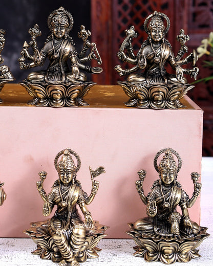Brass Ashtalakshmi Set of 8 Idols – Superfine Quality Handcrafted Goddess Lakshmi Statues 3 inch - Budhshiv.com