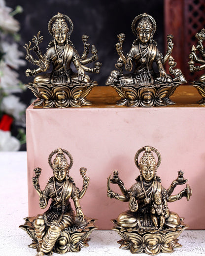 Brass Ashtalakshmi Set of 8 Idols – Superfine Quality Handcrafted Goddess Lakshmi Statues 3 inch - Budhshiv.com