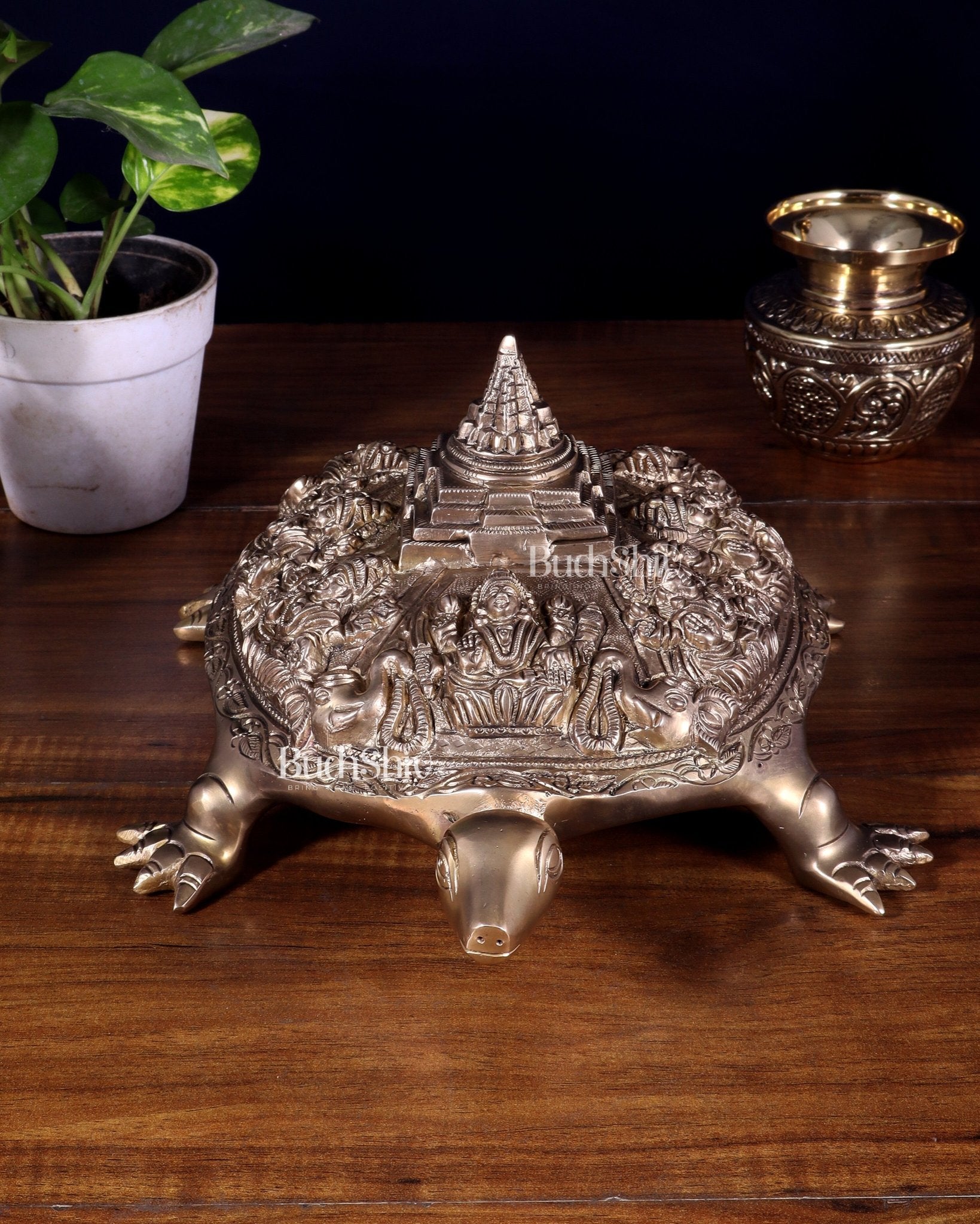 Brass Ashtalakshmi Shree Yantra on Tortoise matte finish - Budhshiv.com