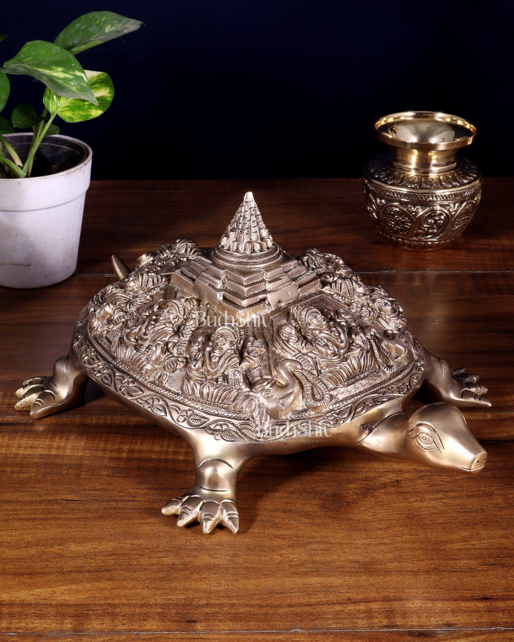 Brass Ashtalakshmi Shree Yantra on Tortoise matte finish - Budhshiv.com