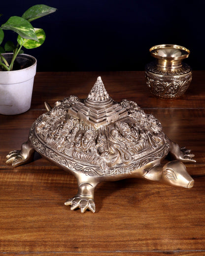Brass Ashtalakshmi Shree Yantra on Tortoise matte finish - Budhshiv.com