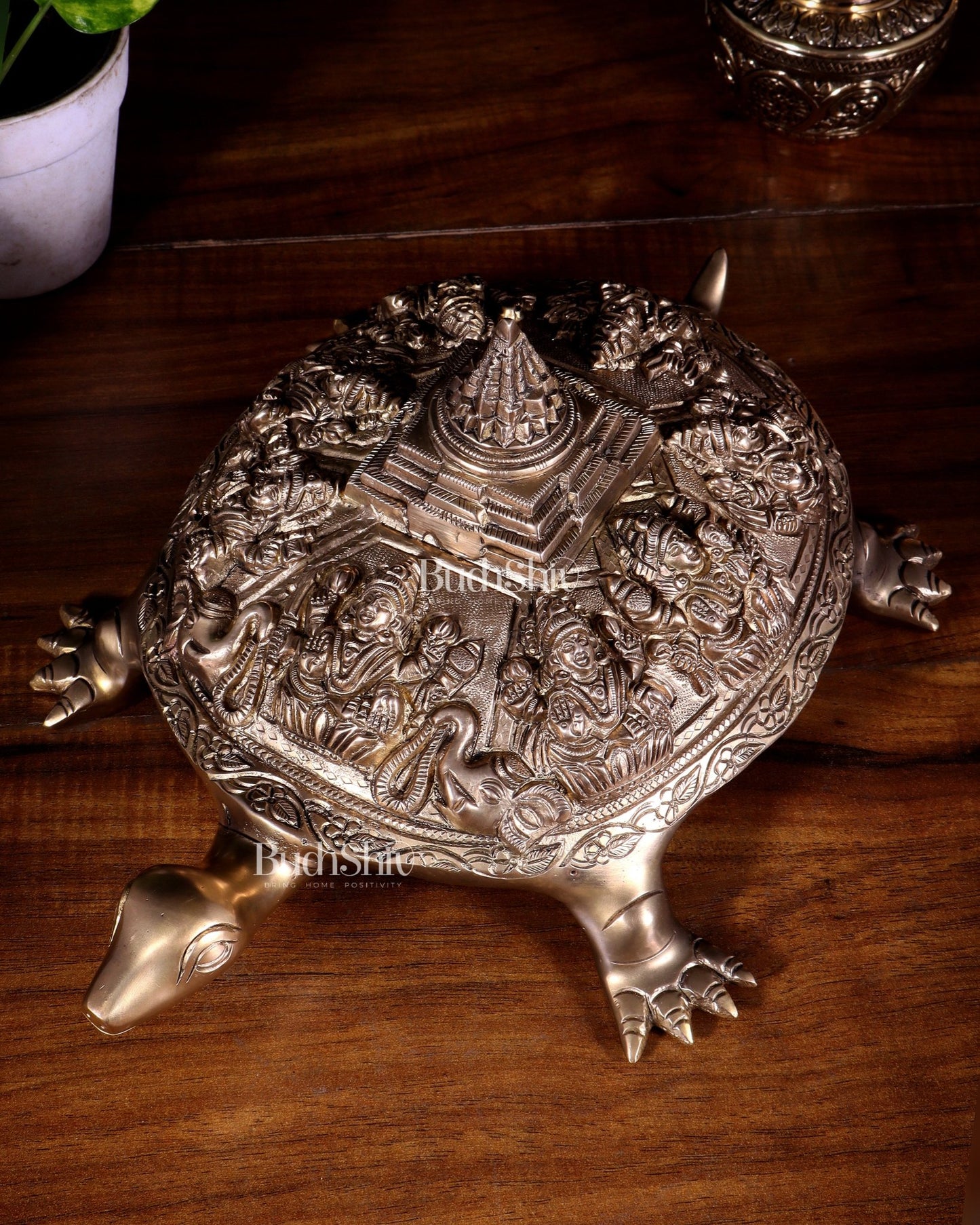 Brass Ashtalakshmi Shree Yantra on Tortoise matte finish - Budhshiv.com
