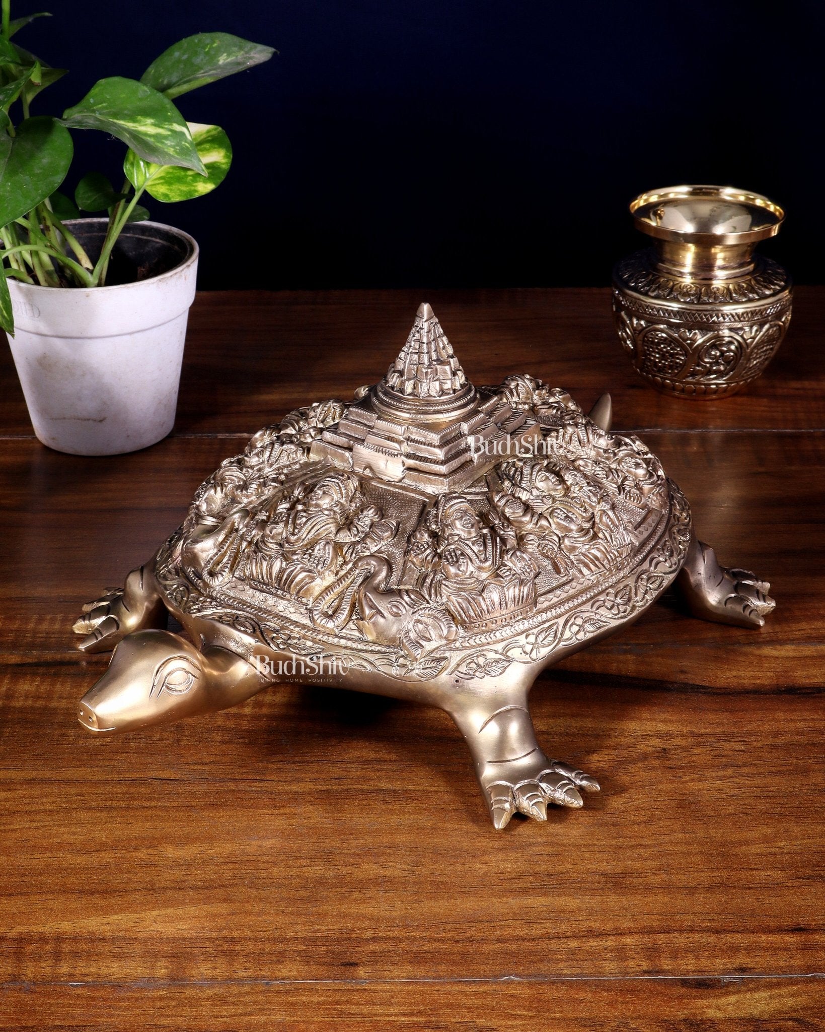 Brass Ashtalakshmi Shree Yantra on Tortoise matte finish - Budhshiv.com