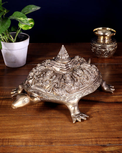 Brass Ashtalakshmi Shree Yantra on Tortoise matte finish - Budhshiv.com