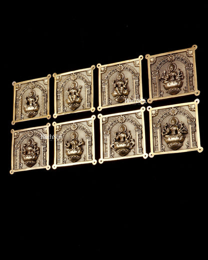 Brass Ashtalakshmi Superfine Intricate Wall Hangings Set – 4x4 Inch Each – Lightweight - Budhshiv.com