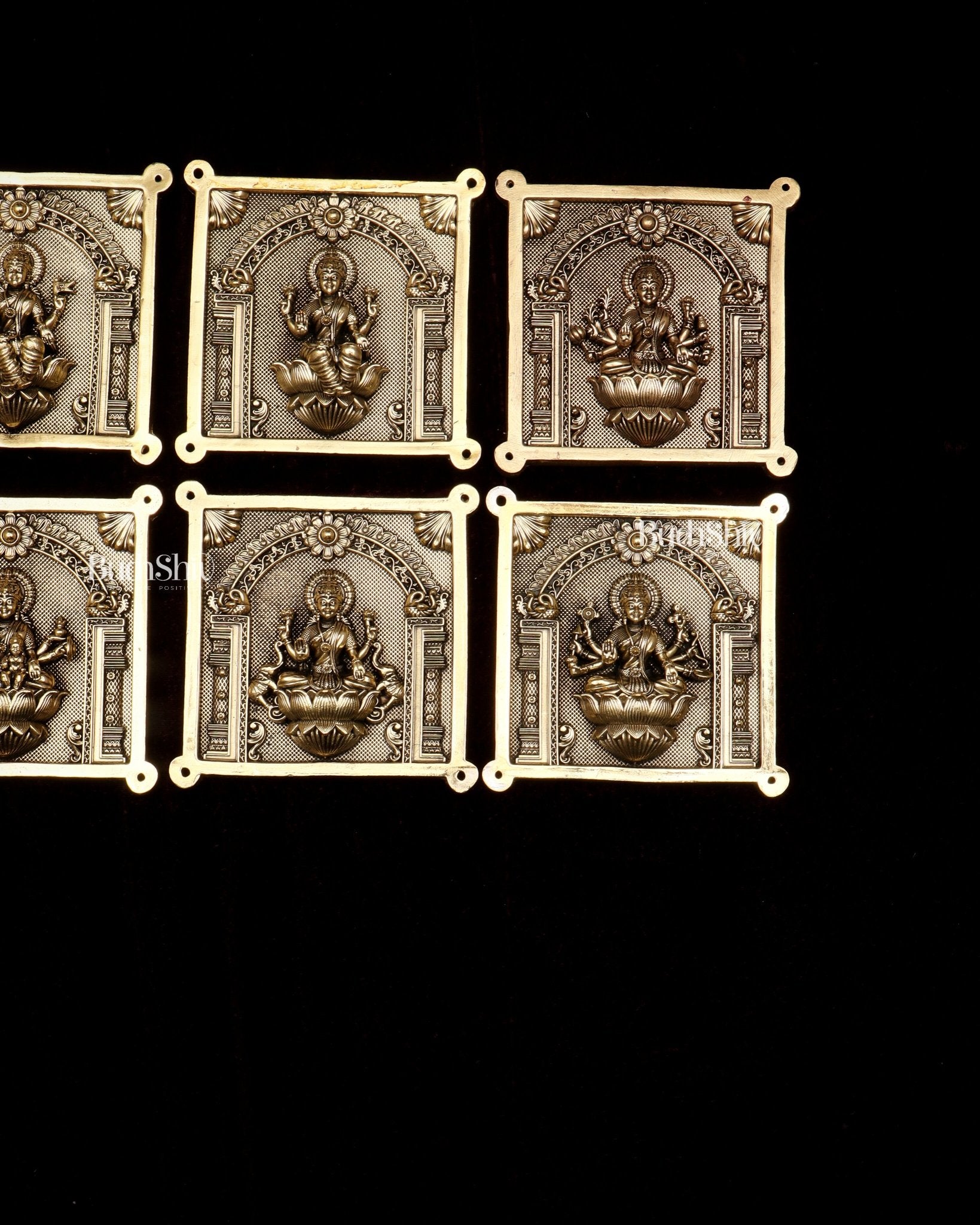Brass Ashtalakshmi Superfine Intricate Wall Hangings Set – 4x4 Inch Each – Lightweight - Budhshiv.com