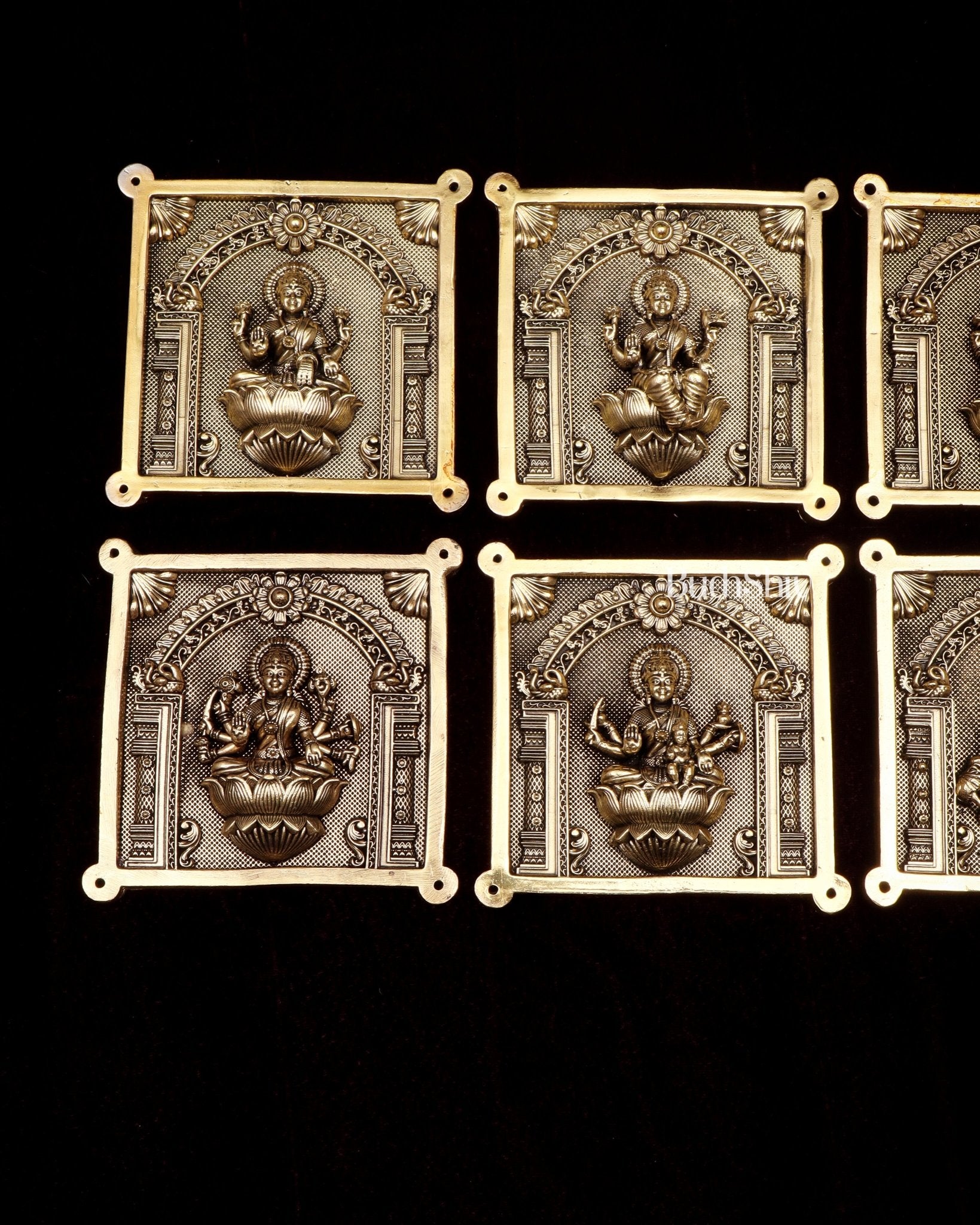 Brass Ashtalakshmi Superfine Intricate Wall Hangings Set – 4x4 Inch Each – Lightweight - Budhshiv.com
