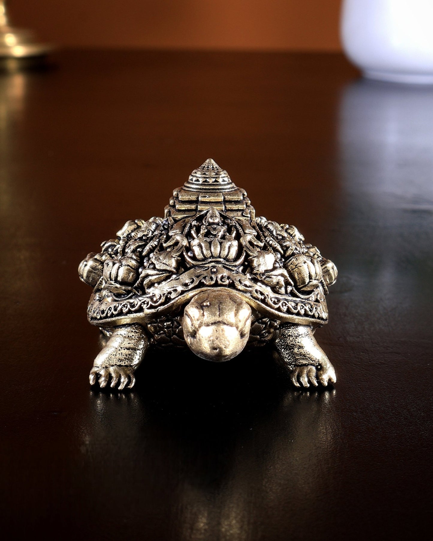 Brass Ashtalakshmi Tortoise Shree Yantra Idol Size 4 x 2.5 x 1.5 inch - Budhshiv.com