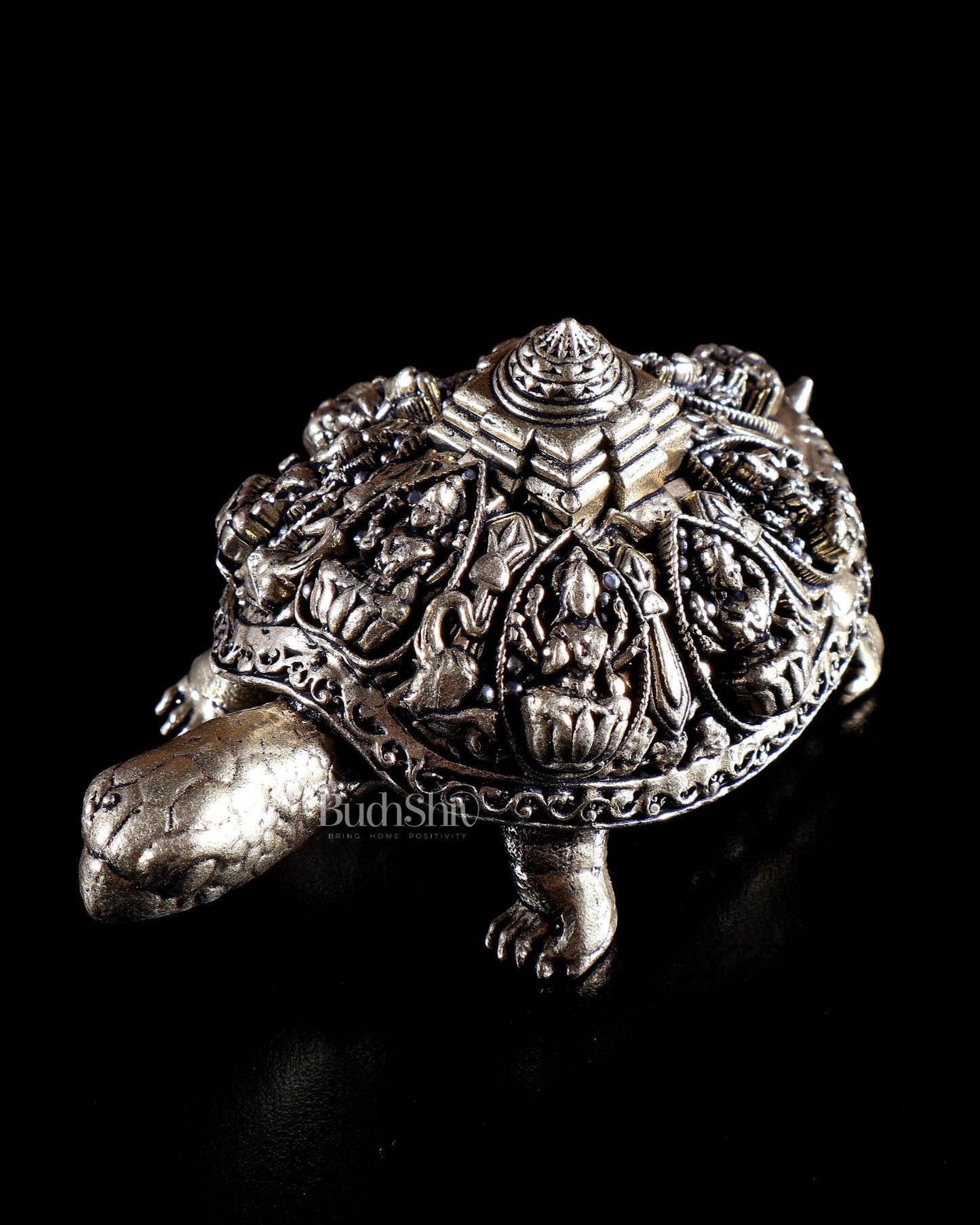 Brass Ashtalakshmi Tortoise Shree Yantra Idol Size 4 x 2.5 x 1.5 inch - Budhshiv.com