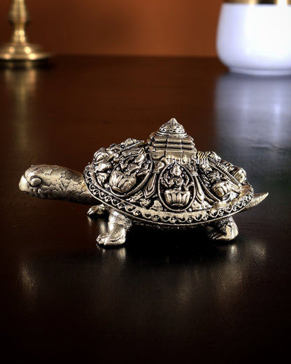 Brass Ashtalakshmi Tortoise Shree Yantra Idol Size 4 x 2.5 x 1.5 inch - Budhshiv.com