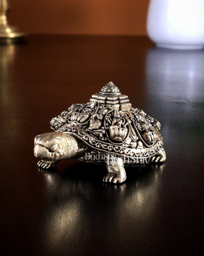 Brass Ashtalakshmi Tortoise Shree Yantra Idol Size 4 x 2.5 x 1.5 inch - Budhshiv.com