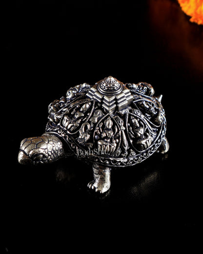 Brass Ashtalakshmi Tortoise Shree Yantra Mini Idol 3" - Budhshiv.com
