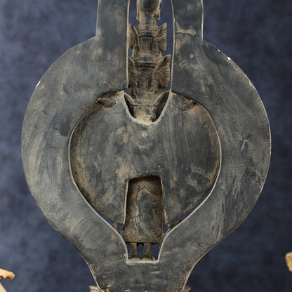 Brass Avlokeswar Sculpture – 14" Height, Vintage Sand Blast Patina, Heat Treated - Budhshiv.com