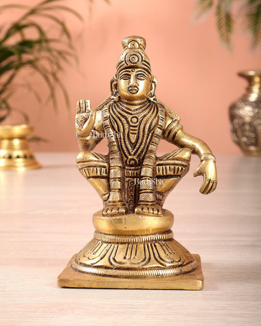 Brass Ayyappa Swamy Statue 5" - Budhshiv.com