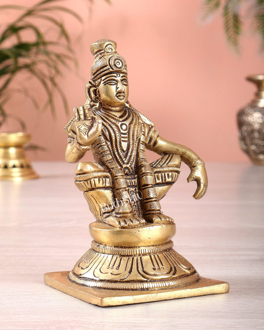 Brass Ayyappa Swamy Statue 5" - Budhshiv.com