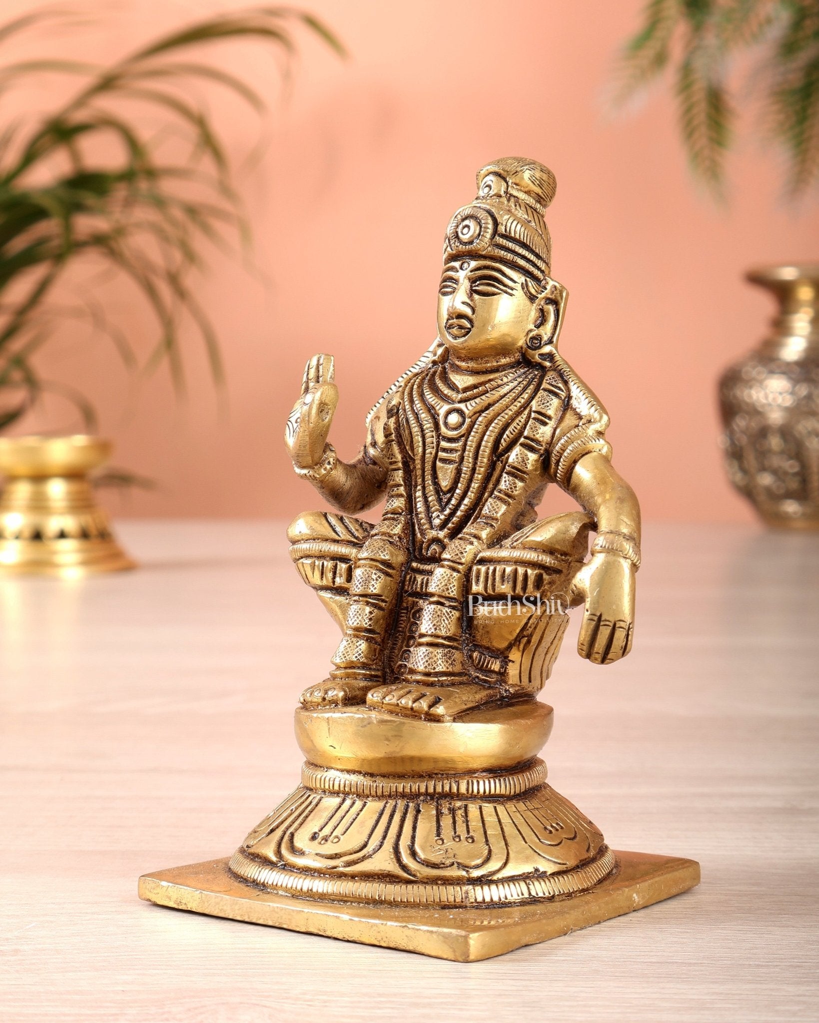 Brass Ayyappa Swamy Statue 5" - Budhshiv.com