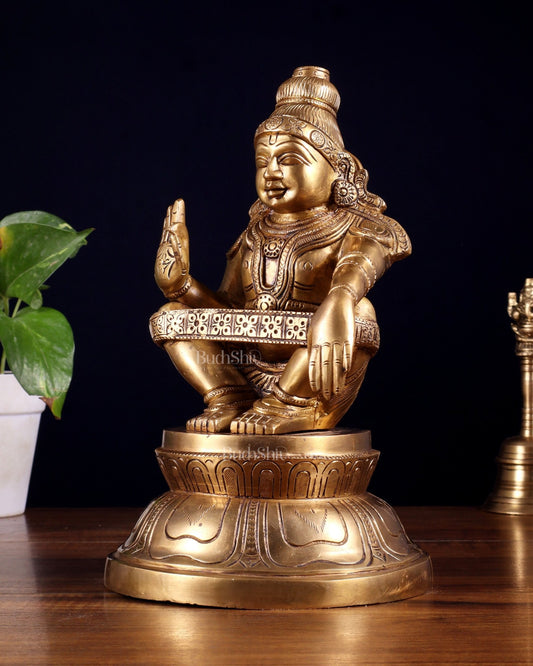Brass Ayyappan Statue 9.5 - Budhshiv.com