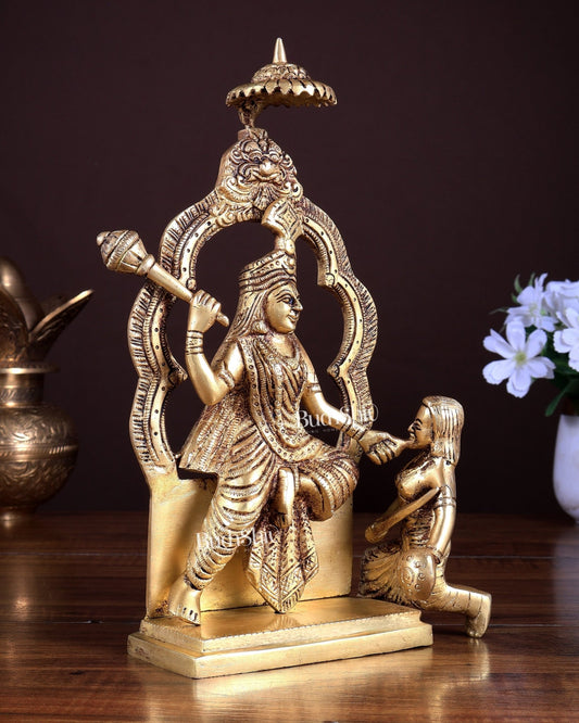 Brass Baglamukhi Mata Statue | Divine Goddess Idol for Protection & Power (10 Inch) - Budhshiv.com