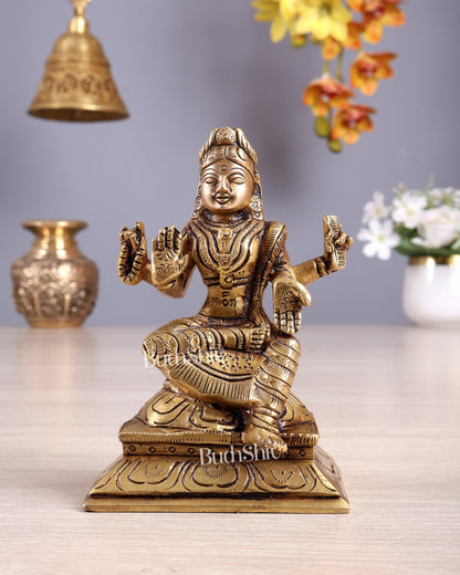 Brass Balambika Idol – Superfine Goddess Sculpture with Enhanced Carvings 4.5" - Budhshiv.com