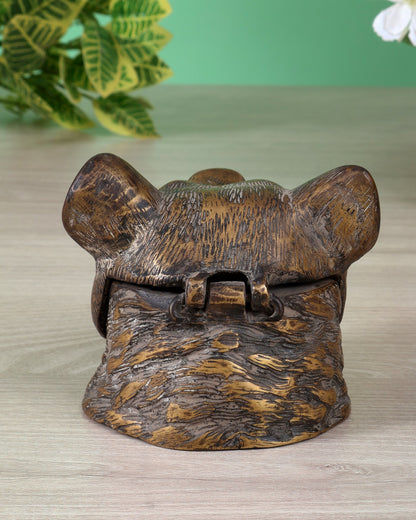 Brass Bear Face Ink Pot – Artistic Vintage Desk Accessory antique finish - Budhshiv.com