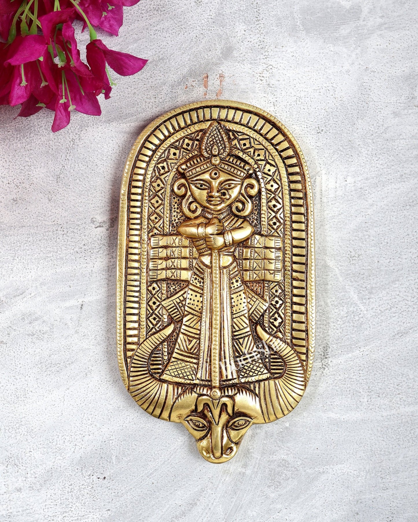 Brass Bengali Durga Mahishasura Mardini Wall Hanging – Unique Handcrafted Divine Wall Art - Budhshiv.com