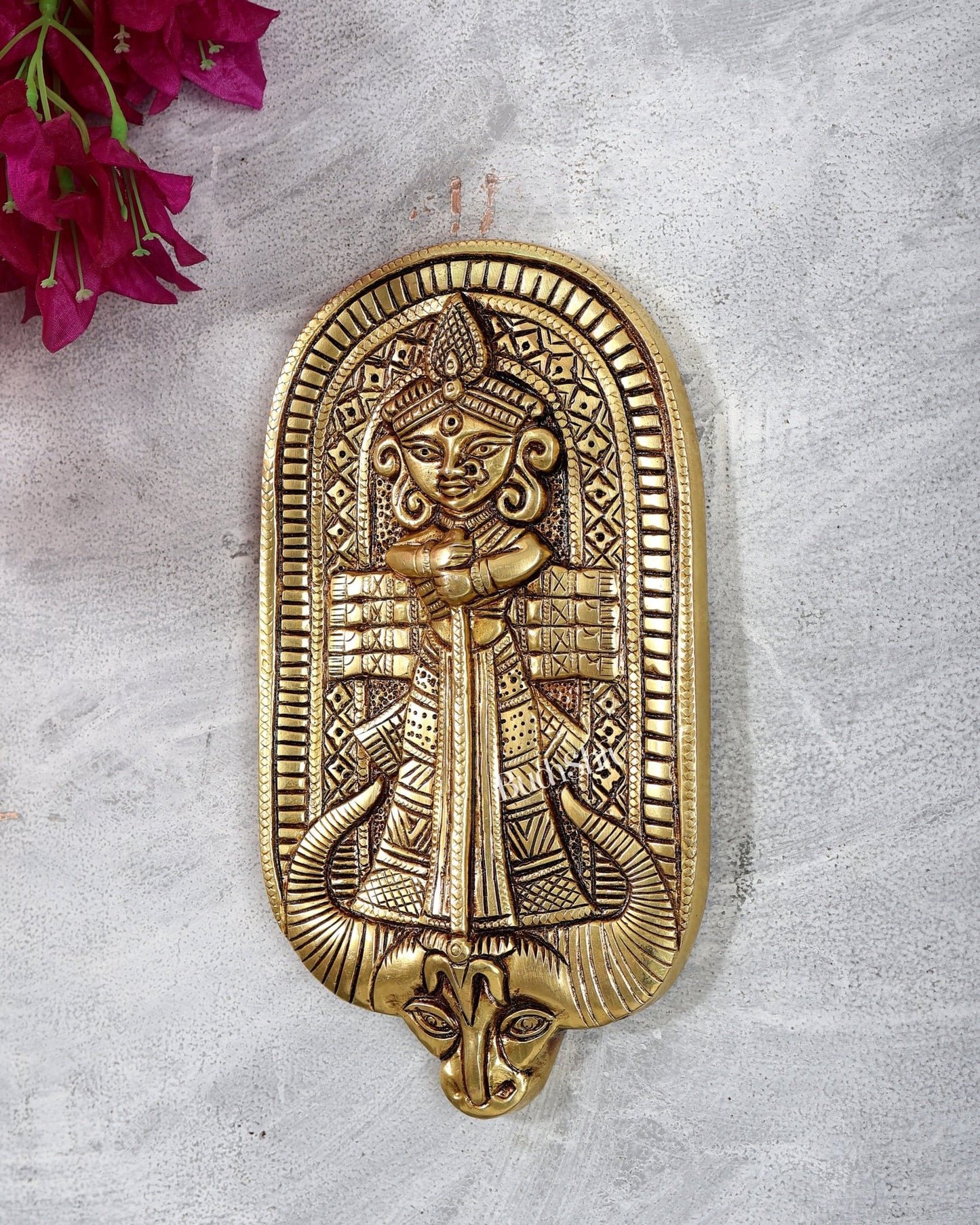 Brass Bengali Durga Mahishasura Mardini Wall Hanging – Unique Handcrafted Divine Wall Art - Budhshiv.com