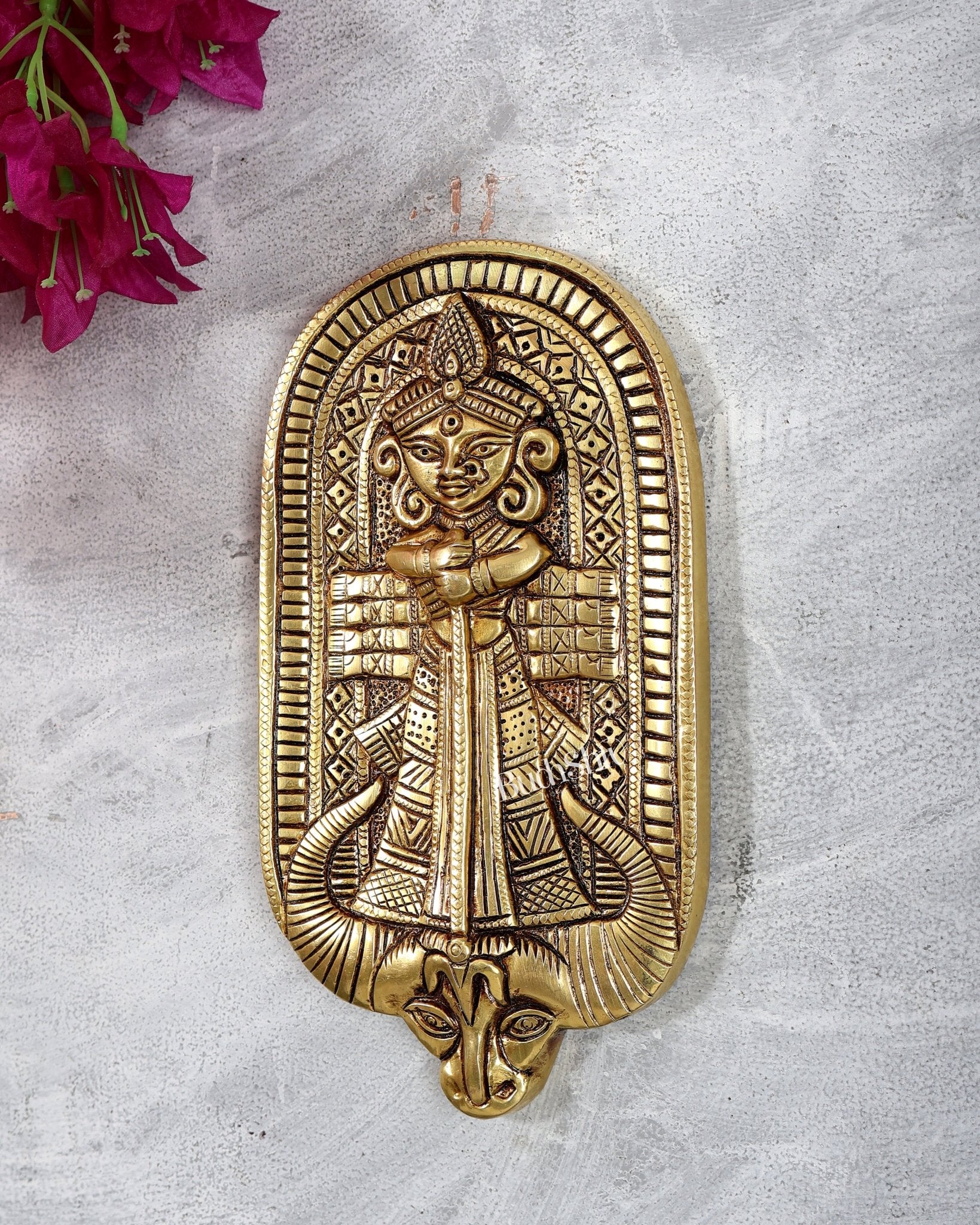 Brass Bengali Durga Mahishasura Mardini Wall Hanging – Unique Handcrafted Divine Wall Art - Budhshiv.com