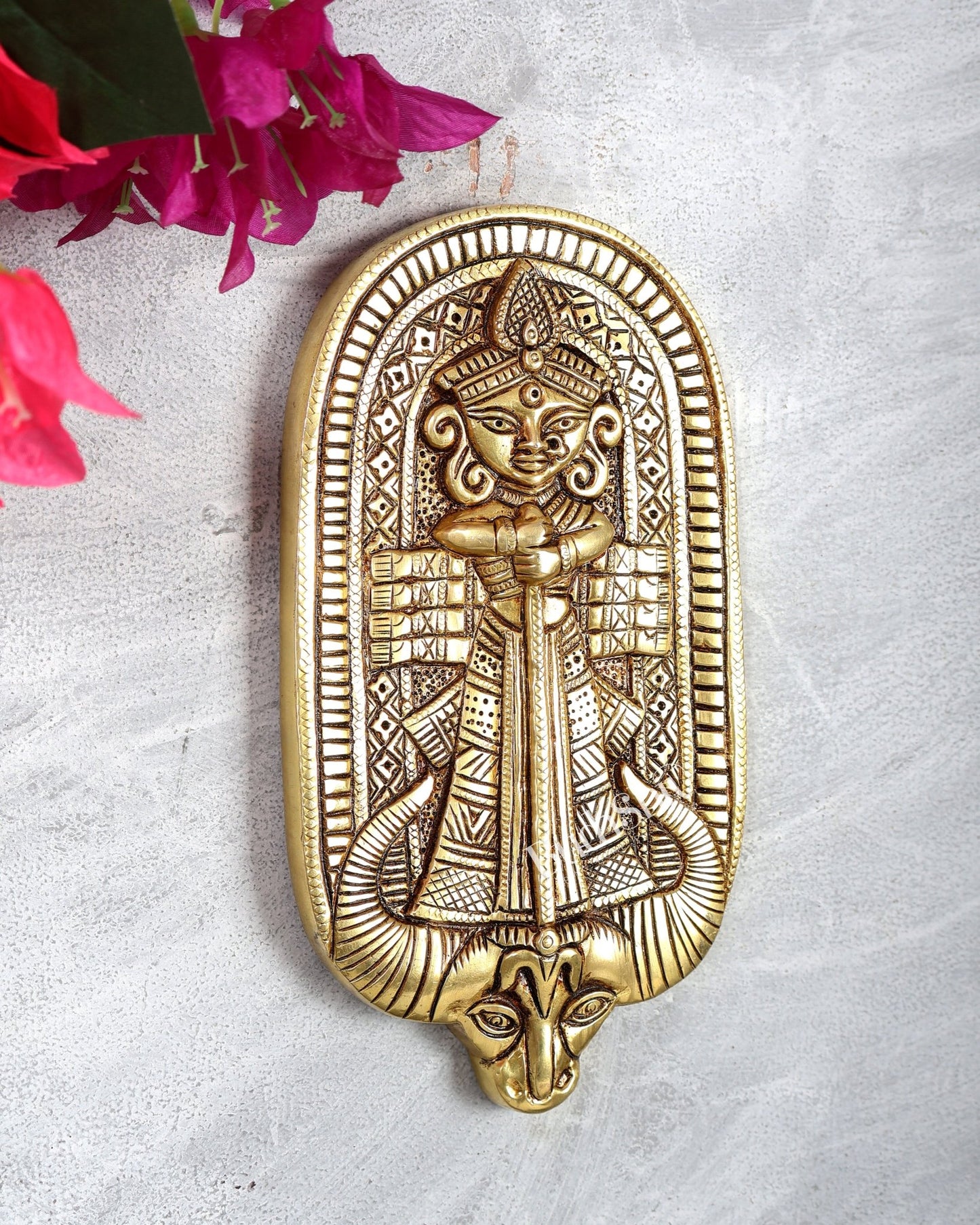Brass Bengali Durga Mahishasura Mardini Wall Hanging – Unique Handcrafted Divine Wall Art - Budhshiv.com