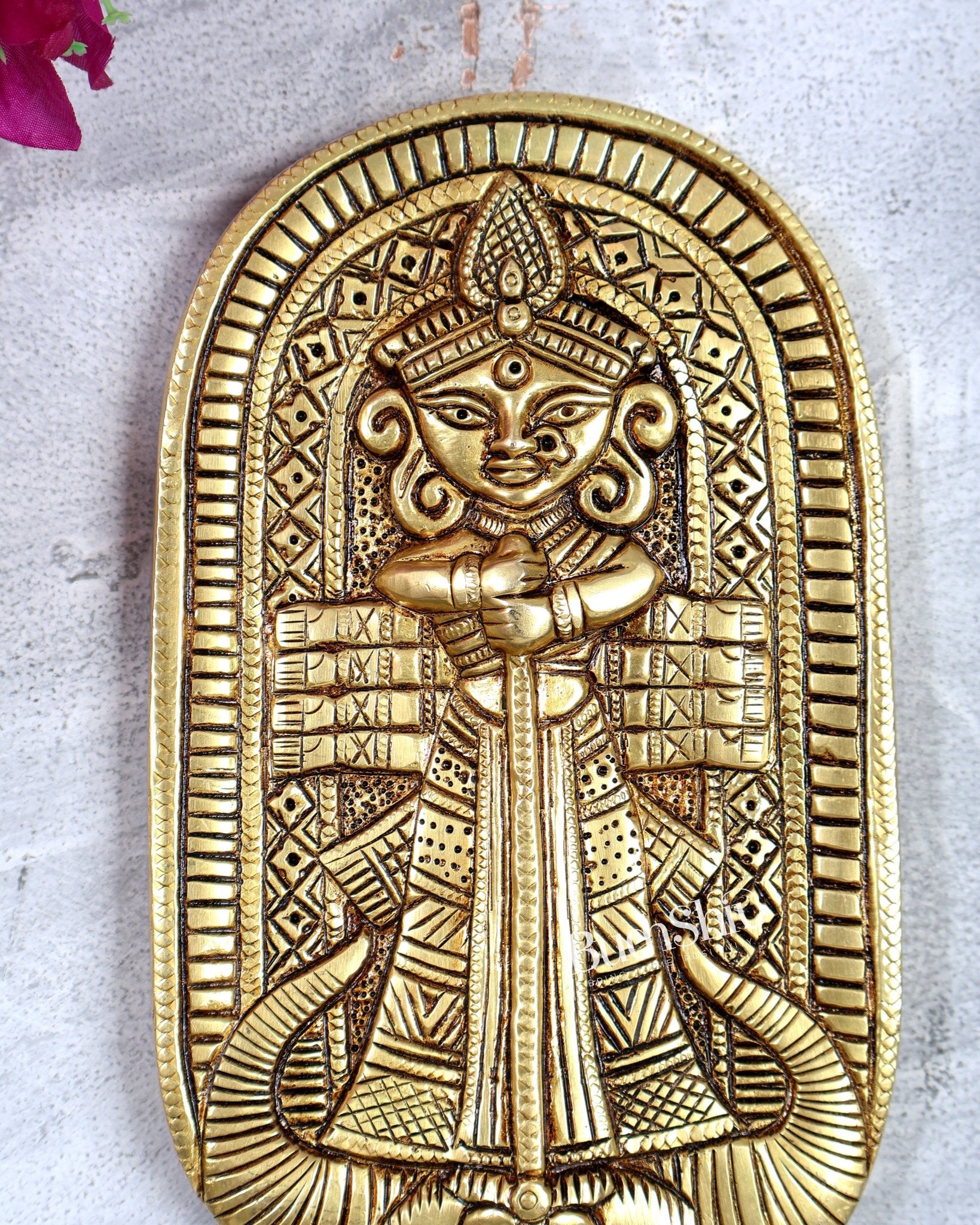 Brass Bengali Durga Mahishasura Mardini Wall Hanging – Unique Handcrafted Divine Wall Art - Budhshiv.com