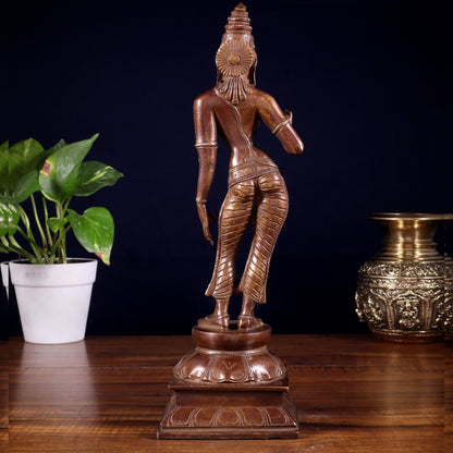 Brass Bhoga shakti Devi Uma Parvati Idol | 10 Inch Dark brown - Budhshiv.com