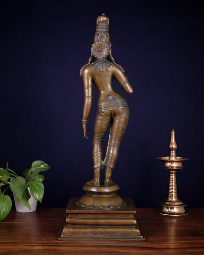 Brass Bhoga Shakti Goddess Uma Parvati (Sivagami) Statue – 23.6” - Budhshiv.com