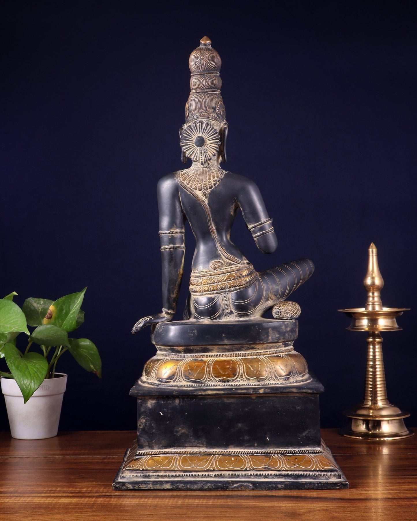 Brass Bhoga Shakti Seated Parvati Uma Devi Sculpture | Height: 20.5 inch - Budhshiv.com