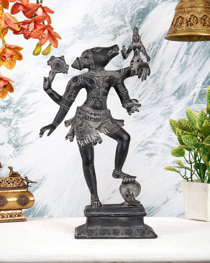 Brass Bhoo varaha Swamy Varaha Lakshmi 17 inch vintage black - Budhshiv.com