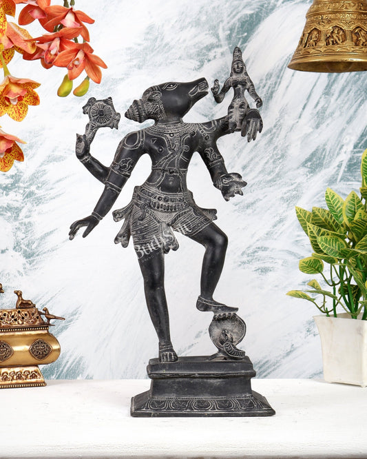 Brass Bhoo varaha Swamy Varaha Lakshmi 17 inch vintage black - Budhshiv.com
