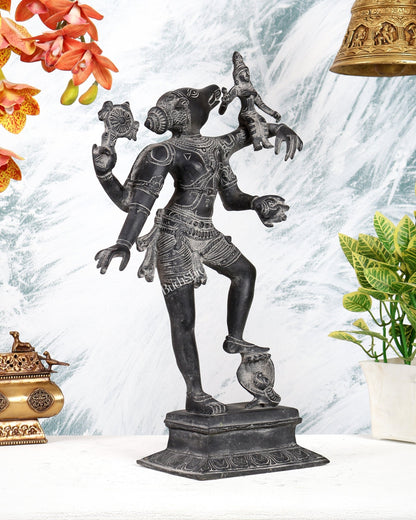Brass Bhoo varaha Swamy Varaha Lakshmi 17 inch vintage black - Budhshiv.com