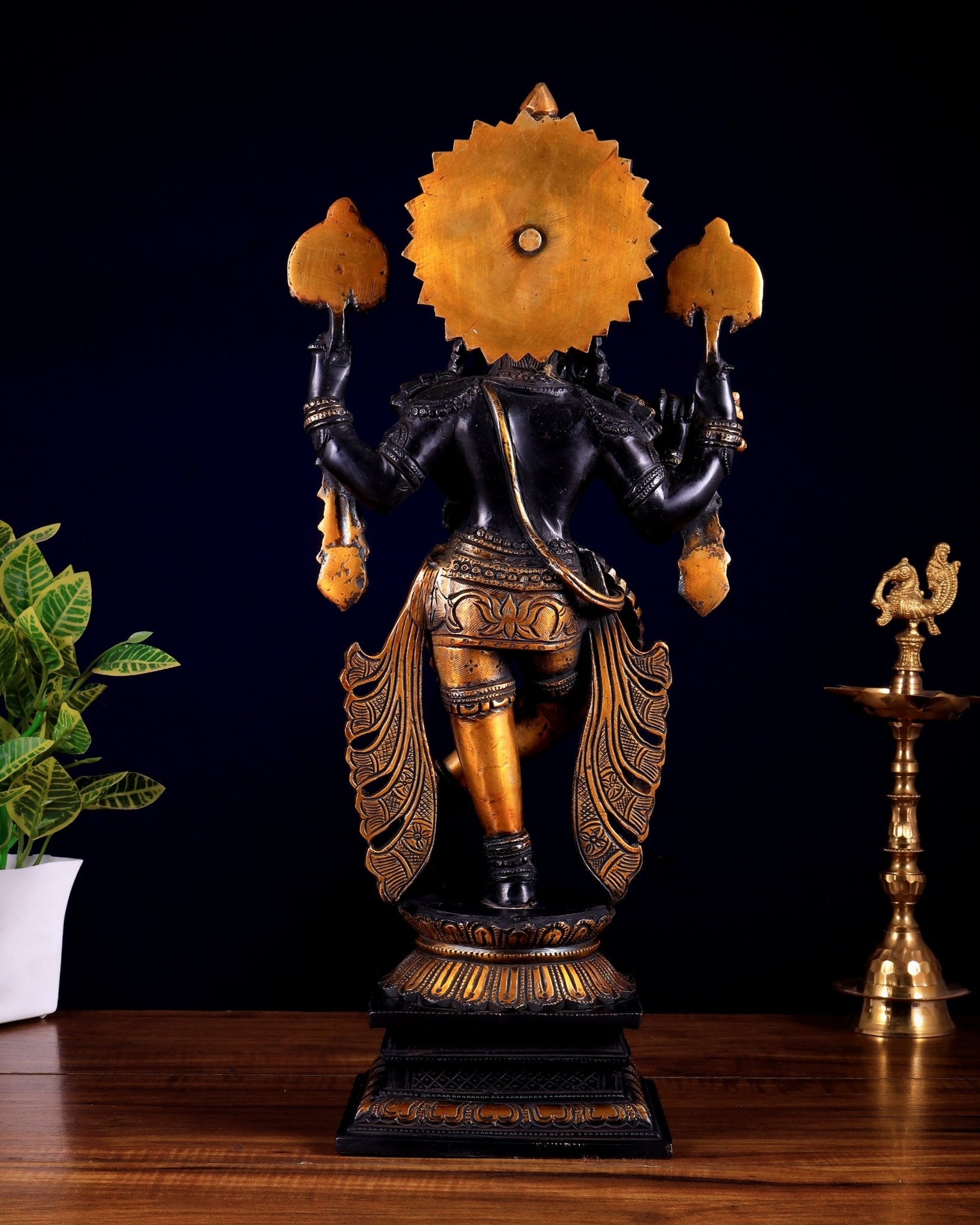 Brass Black Krishna Statue | 20 inch - Budhshiv.com