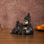Brass black Resting Kuber Idol 6 inch - Budhshiv.com