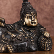Brass black Resting Kuber Idol 6 inch - Budhshiv.com