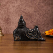 Brass black Resting Kuber Idol 6 inch - Budhshiv.com
