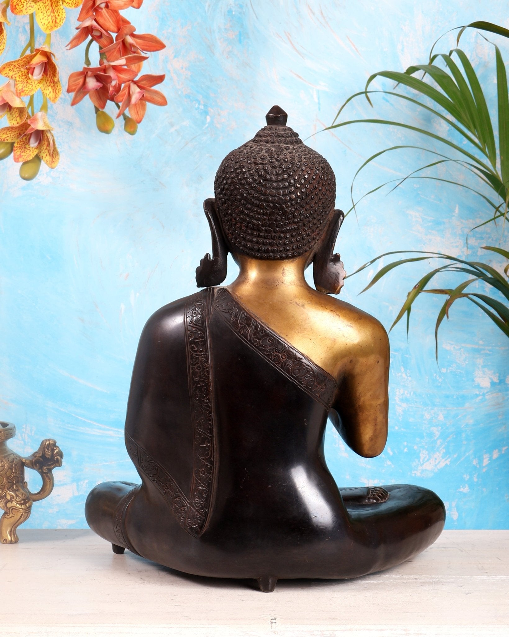Brass Blessing Buddha idol 15" - Budhshiv.com