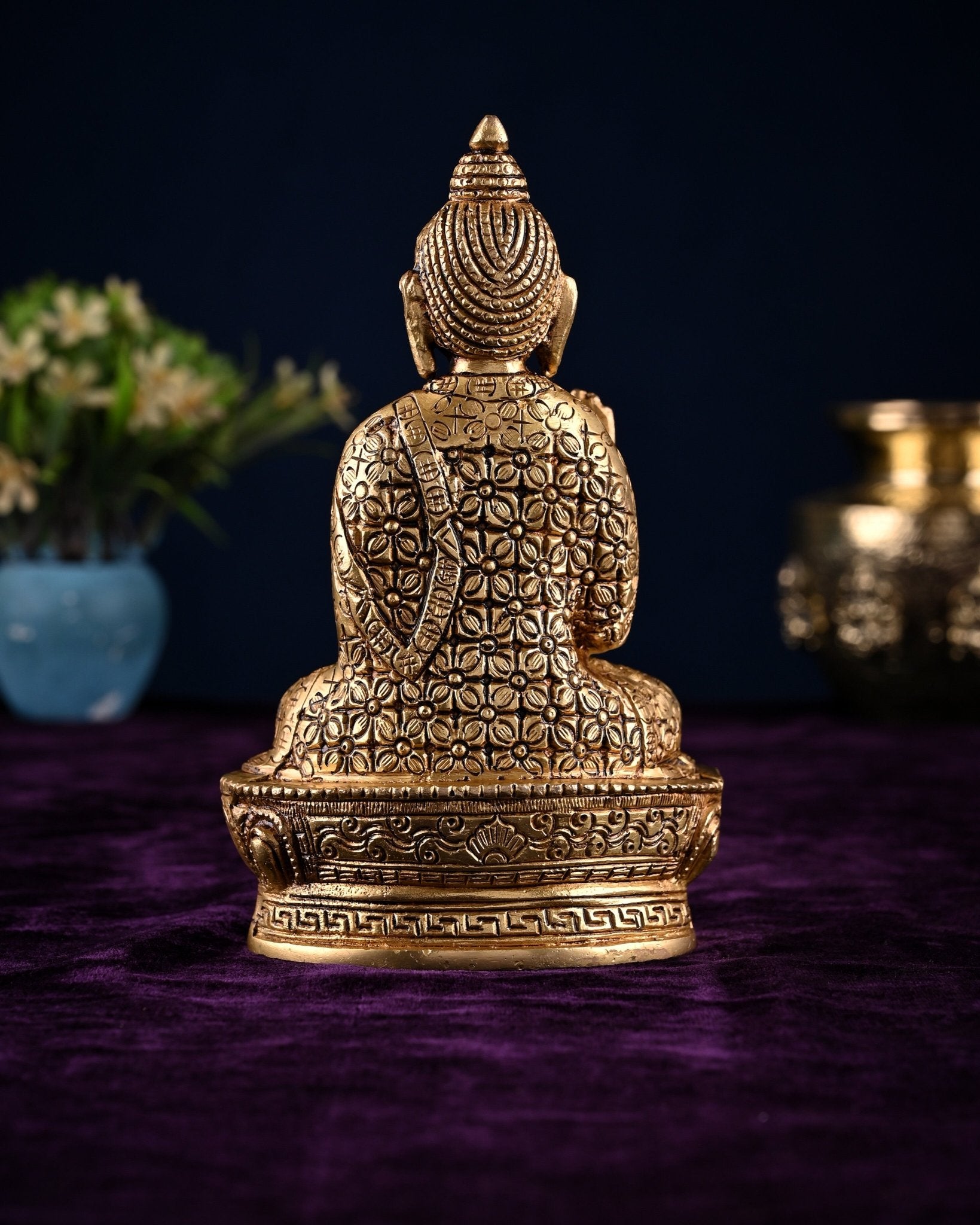 Brass blessing Buddha Idol antique tone | 7" - Budhshiv.com