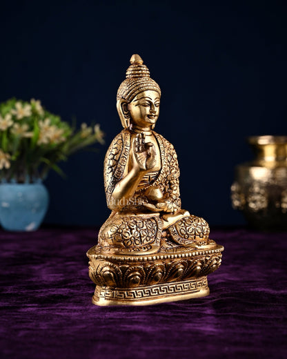 Brass blessing Buddha Idol antique tone | 7" - Budhshiv.com