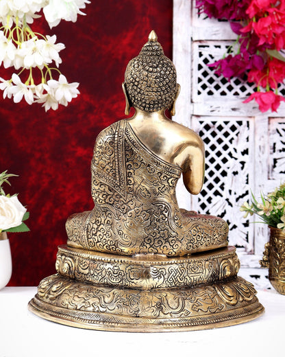 Brass Blessing Buddha Statue with base 13 inch - Budhshiv.com