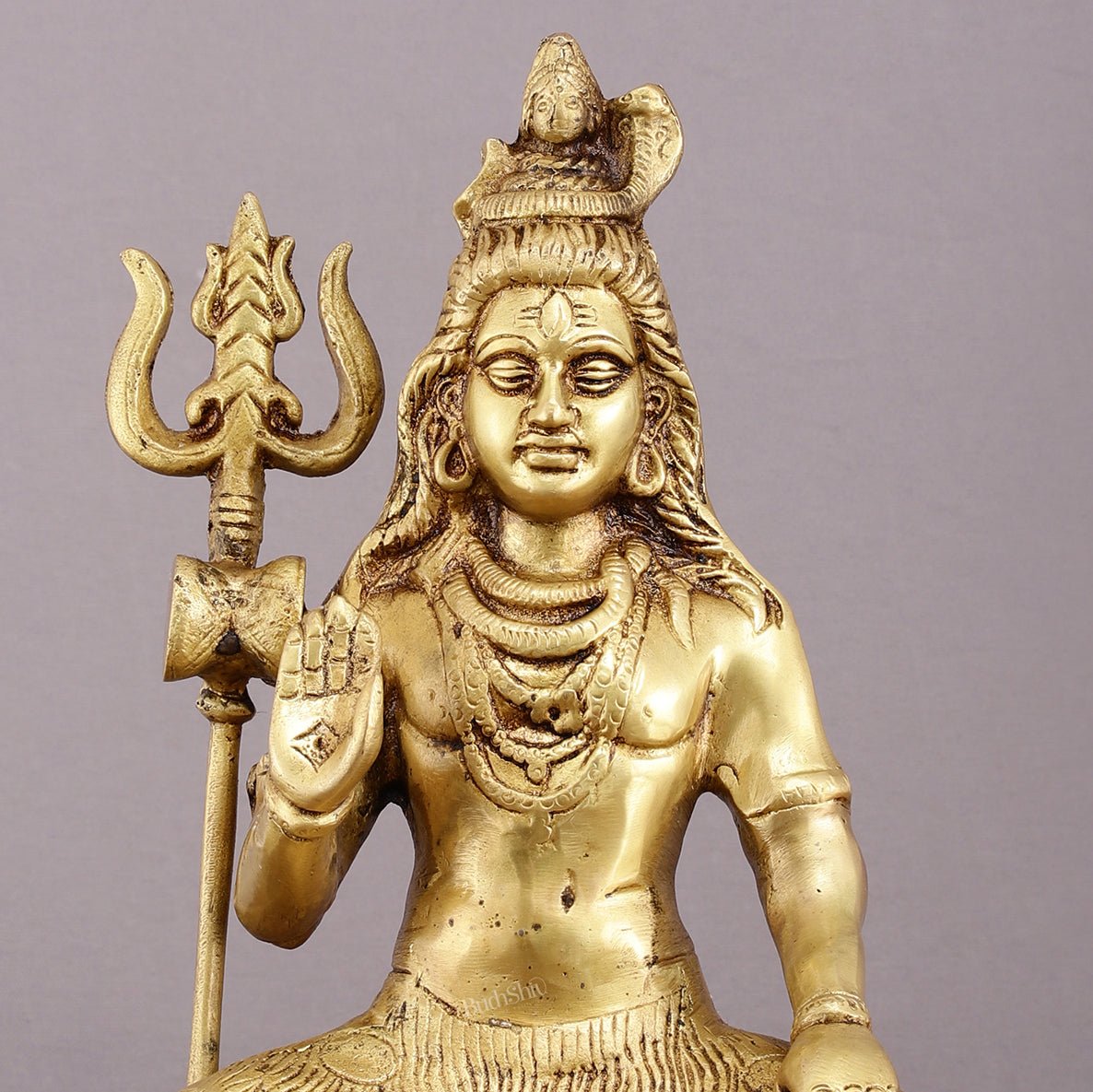 Brass Blessing Lord Shiva Statue - 14" with Elegant Detailing - Budhshiv.com