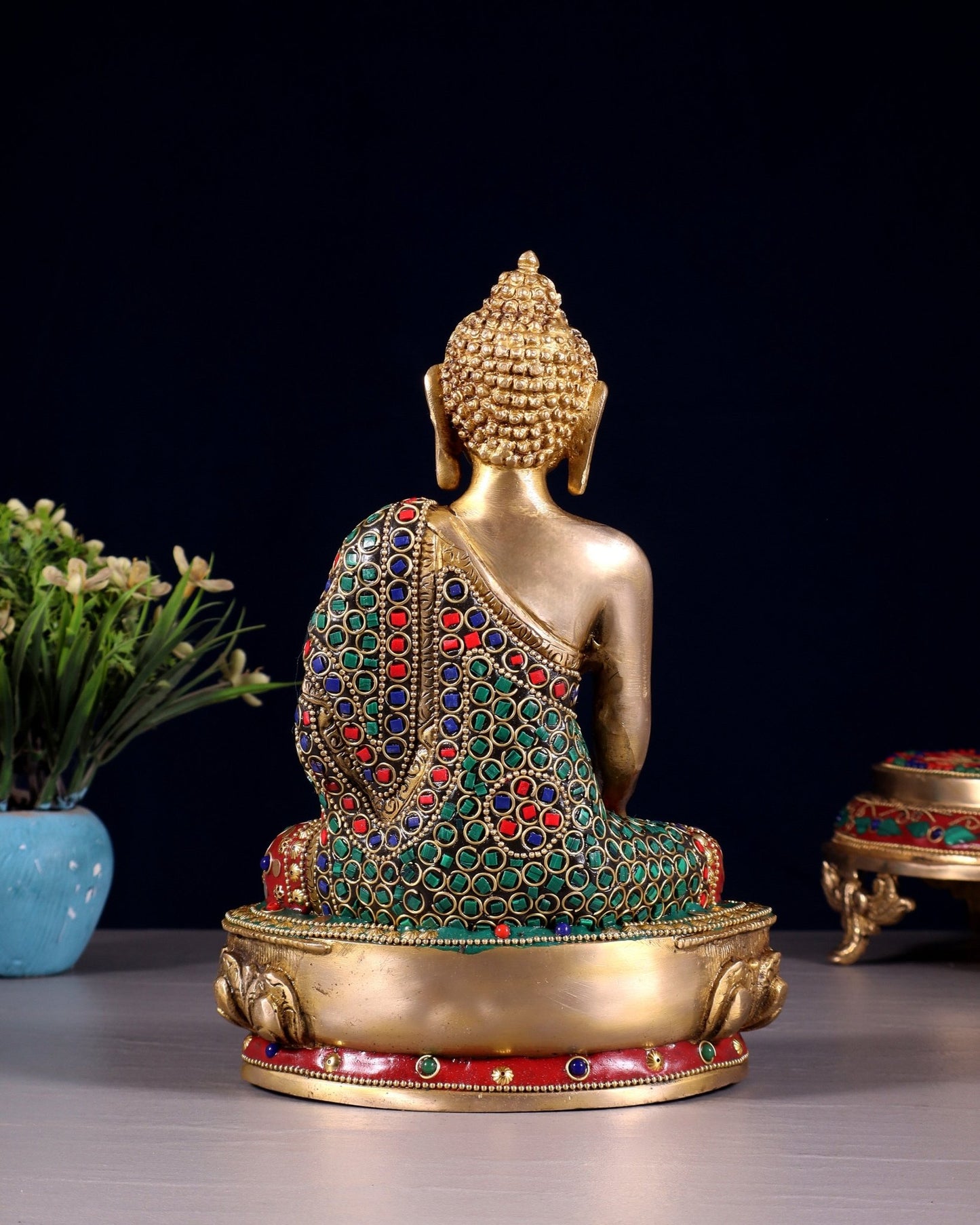Brass Buddha bhoomisparsha Idol - 9 Inch - Budhshiv.com