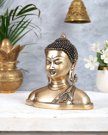 Brass Buddha Face Bust Statue – Unique Handcrafted Decorative Showpiece (7 Inches) - Budhshiv.com
