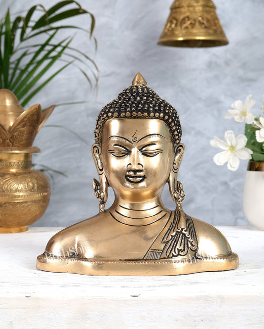 Brass Buddha Face Bust Statue – Unique Handcrafted Decorative Showpiece (7 Inches) - Budhshiv.com