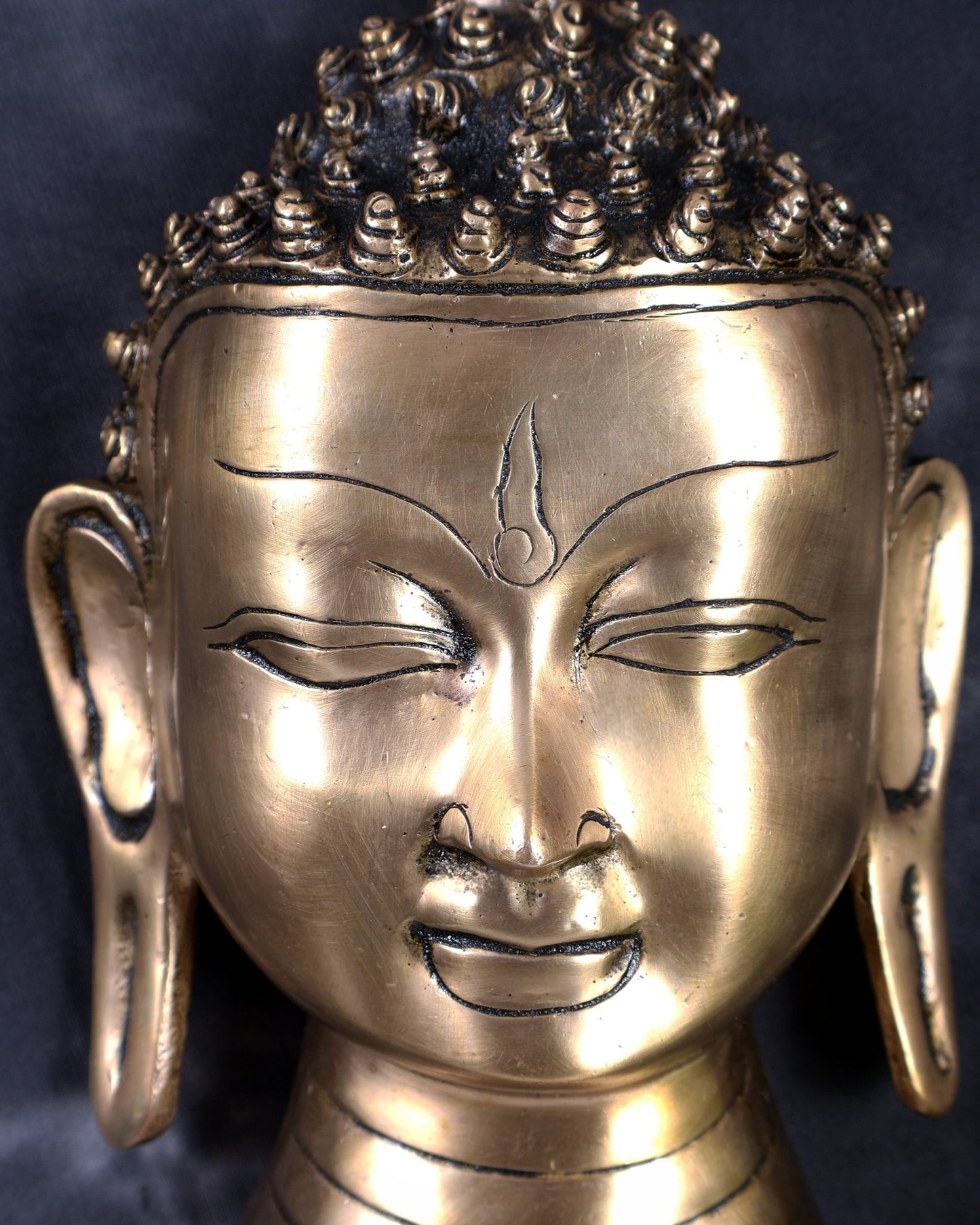 Brass Buddha Face Wall Hanging – Highly Detailed Handcrafted Spiritual Wall Décor 8 inch - Budhshiv.com
