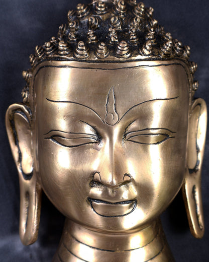 Brass Buddha Face Wall Hanging – Highly Detailed Handcrafted Spiritual Wall Décor 8 inch - Budhshiv.com